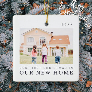 Ornamento De Cerâmica Nosso Primeiro Natal Na Nossa Nova Chic Moderna Ca