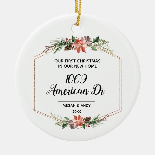 Ornamento De Cerâmica Nosso Primeiro Natal no nosso novo Natal (Frente)