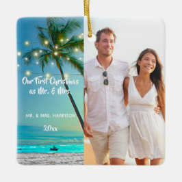 Ornamento De Cerâmica Nosso Primeiro Natal Novatos 2 Fotografias Tropica