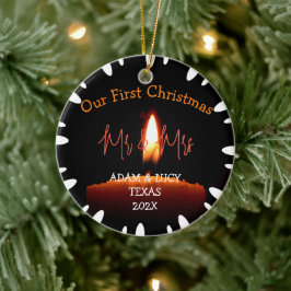 Ornamento De Cerâmica Nosso primeiro Natal, Sr. e Sra. Candle.