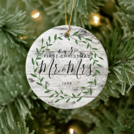 Ornamento De Cerâmica Nosso Primeiro Natal Sr. Sra. Foto
