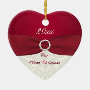 Ornamento De Cerâmica Nosso Primeiro Pedido de Manutenção de Natal