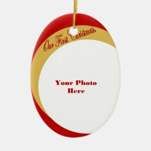Ornamento De Cerâmica Nosso primeiro quadro da foto do Natal