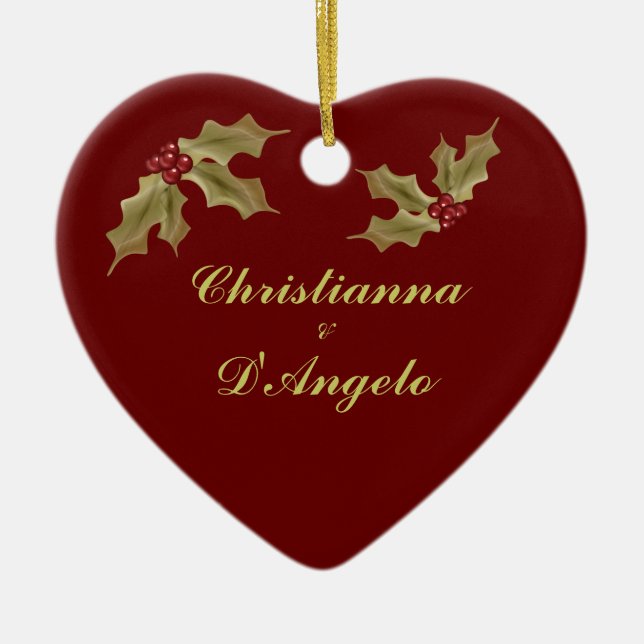 Ornamento De Cerâmica "Nossos primeiros Natal/marido e esposa " (Frente)