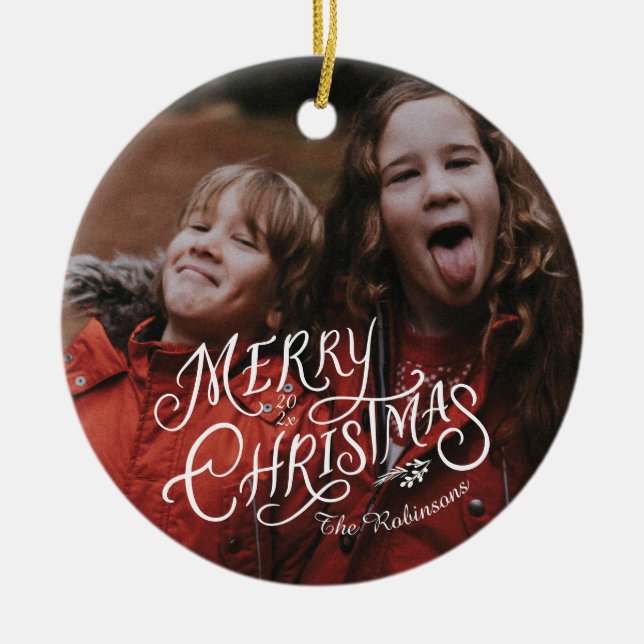 Ornamento De Cerâmica Nostalgia festiva Feliz Natal (Frente)