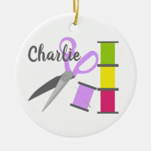 Ornamento De Cerâmica Notas de costura personalizadas