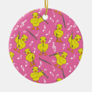 Ornamento De Cerâmica Notas de Música Clarinet Pintinho Clarinets