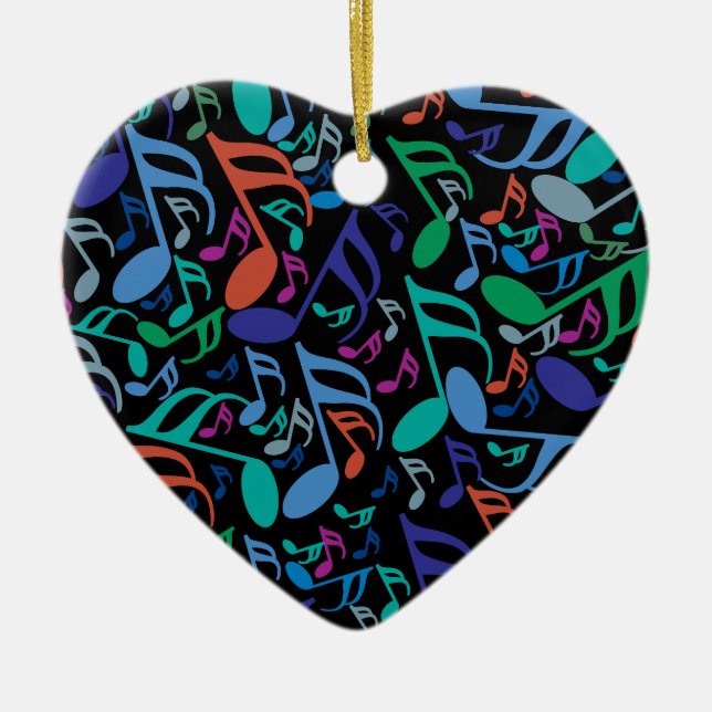 Ornamento De Cerâmica Notas de música coloridas (Frente)
