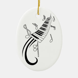 Ornamento De Cerâmica Notas do piano e da música