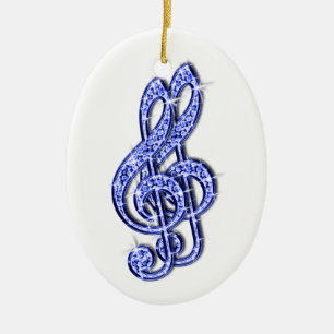 Ornamento De Cerâmica Notas Musicais de Diamante Brilhante e Espelhado A