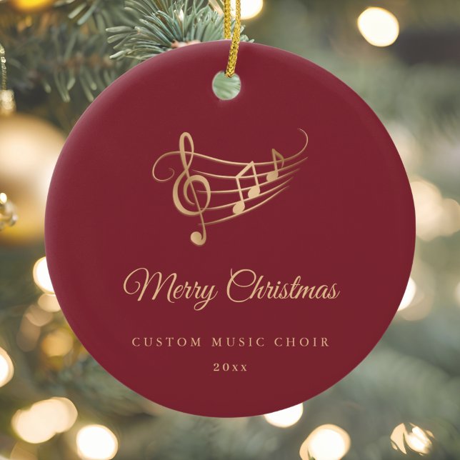 Ornamento De Cerâmica Notas Musicais Douradas Escrita Elegante Natal (Criador carregado)