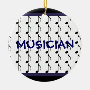 Ornamento De Cerâmica Notas Musicais Preto e Azul Marinho - Músico