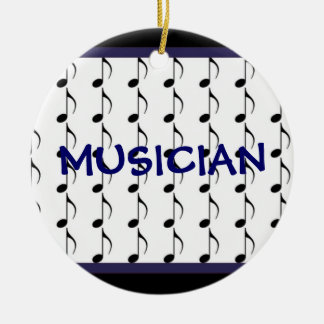 Ornamento De Cerâmica Notas Musicais Preto e Azul Marinho - Músico