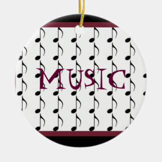 Ornamento De Cerâmica Notas Musicais Preto e Borgonha