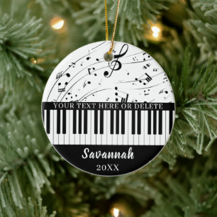 Ornamento De Cerâmica Notas Personalizadas de Música do Teclado Piano