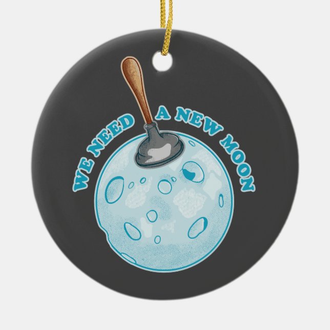 Ornamento De Cerâmica Nova astronomia da lua engraçada (Frente)