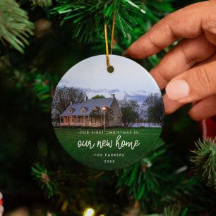 Ornamento De Cerâmica Nova Casa Moderna Primeira Foto de Natal