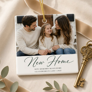 Ornamento De Cerâmica Nova Casa Novas Memórias Foto Personalizada da Fam