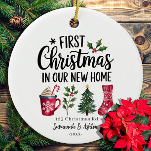 Ornamento De Cerâmica Nova Casa Personalizada - Primeiro Natal em Nosso 