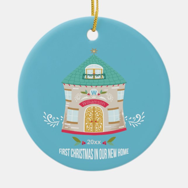 Ornamento De Cerâmica Nova Casa - Primeiro Natal (Frente)