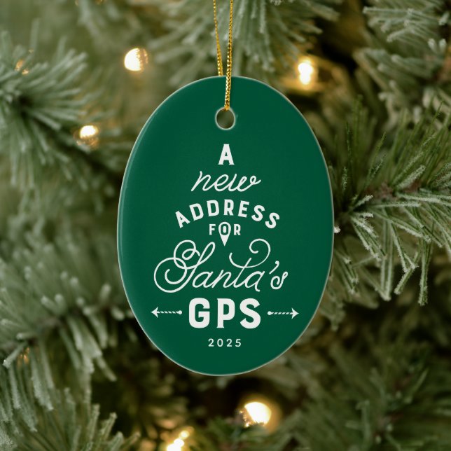 Ornamento De Cerâmica Nova casa, verde, uma foto de Natal (Árvore)