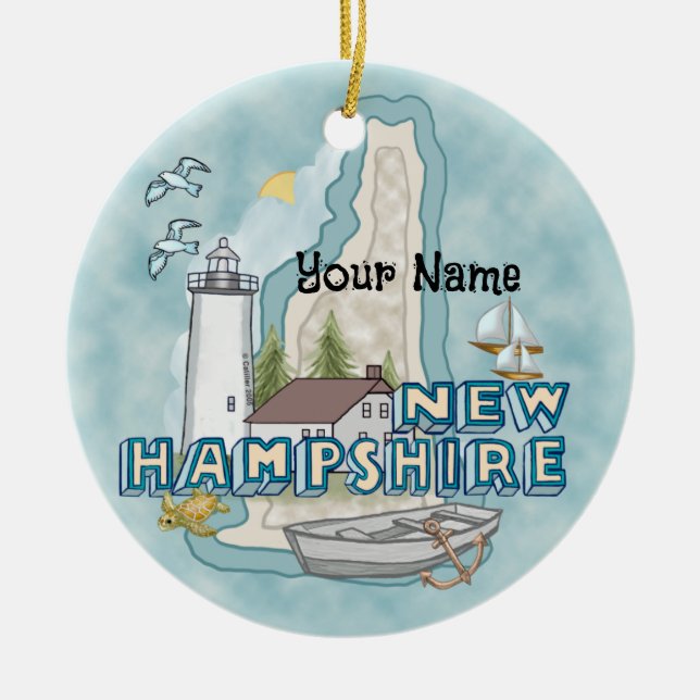 Ornamento De Cerâmica Nova Hampshire Lighthouse Ornament (Frente)