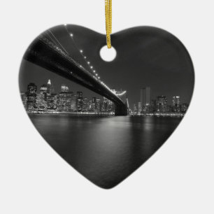 Ornamento De Cerâmica Nova Iorque Branco preto - Skyline