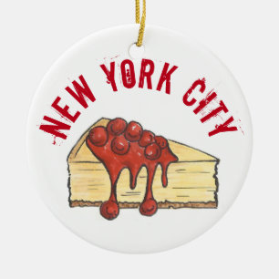 Ornamento De Cerâmica Nova Iorque Cherry Cheesecake Slice NYC