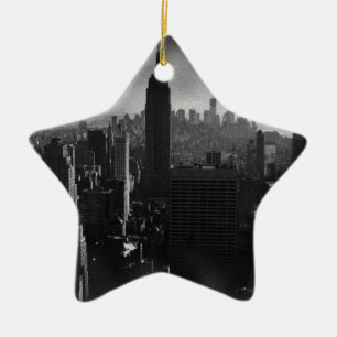 Ornamento De Cerâmica Nova Iorque Preto e Branco