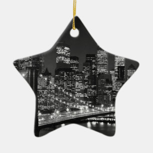 Ornamento De Cerâmica Nova Iorque Preto e Branco