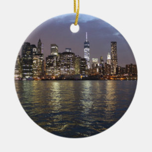 Ornamento De Cerâmica Nova Iorque Skyline Hudson River World Trade Cente