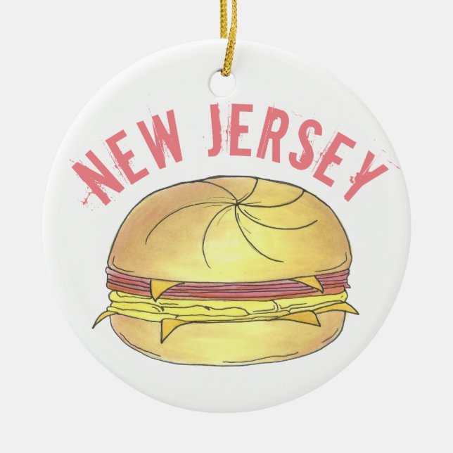 Ornamento De Cerâmica Nova Jersey Pork Roll NJ Ham Egg Breakfast Sandwic (Frente)
