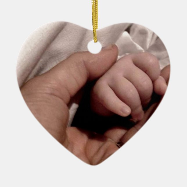 Ornamento De Cerâmica Nova Mãe e Bebê - Alegria da Vida (Frente)