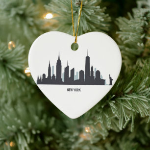 Ornamento De Cerâmica Nova York Skyline Silhouette Black Elegant America
