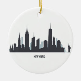 Ornamento De Cerâmica Nova York Skyline Silhouette Black Elegant America