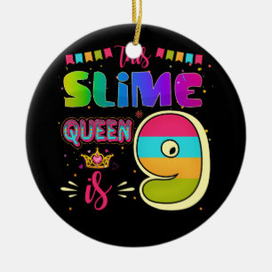 Ornamento De Cerâmica Nove anos Festa de Rainha do Slime do Aniversário