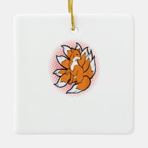 Ornamento De Cerâmica Nove Kitsune japonesa Fox Kami Inari para Gi