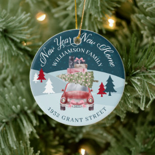 Ornamento De Cerâmica Novo ano Nova Casa Red Retro Car Manutenção de Fot