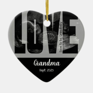 Ornamento De Cerâmica Novo Anúncio do Bebê - Sonograma com Texto DIY