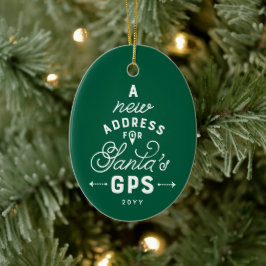 Ornamento De Cerâmica Novo lar doce foto verde de Natal