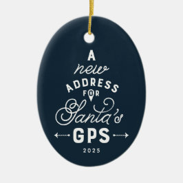 Ornamento De Cerâmica Novo marinho azul uma foto Natal