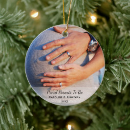 Ornamento De Cerâmica Novos pais esperados para serem uma foto clássica 