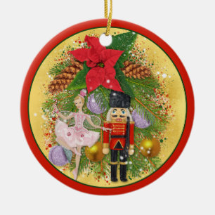 Ornamento De Cerâmica Noz-Cracker Soldier Sugar Plum Fairy Christmas