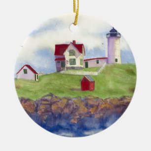 Ornamento De Cerâmica Nubble Light House York Maine
