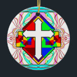 Ornamento De Cerâmica "Numa Busca de Graal"<br><div class="desc">O lado traseiro tem uma cruz diferente. Vista isto como Um Colar se tiver uma Corda...  Sejam Pessoas Abençoadas!</div>