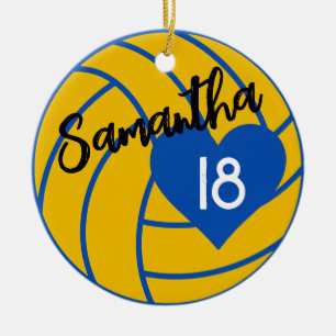 Ornamento De Cerâmica Número de Jogador de Volei Sênior Personalizado Tu