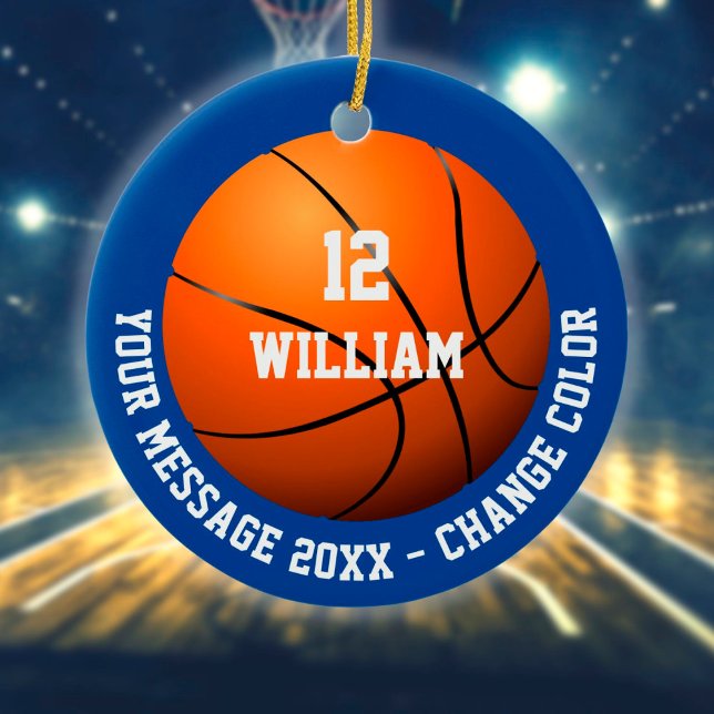 Ornamento De Cerâmica Número de Nome Personalizado - Basquete de Mensage (Criador carregado)