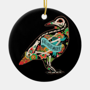 Ornamento De Cerâmica Nunca Mais Açúcar Raiva Crânio Raven