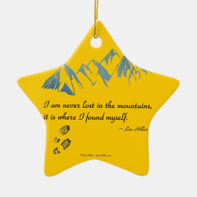 Ornamento De Cerâmica Nunca me perco nas montanhas, é onde... (Frente)