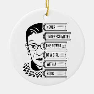 Ornamento De Cerâmica Nunca subestime o poder da garota com o livro
